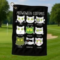Meowoween Costumes Funny Cat Halloween Golf Towel thumb 1