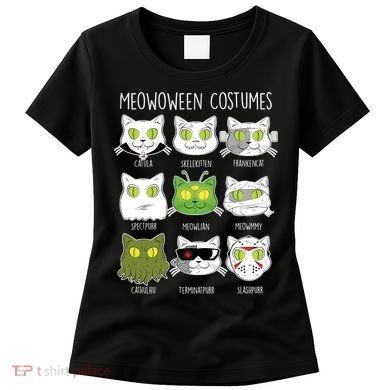 Meowoween Costumes Funny Cat Halloween Women's T-Shirt