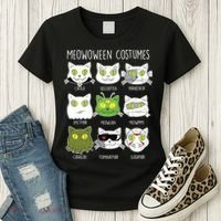 Meowoween Costumes Funny Cat Halloween Women's T-Shirt thumb 3