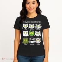 Meowoween Costumes Funny Cat Halloween Women's T-Shirt thumb 4