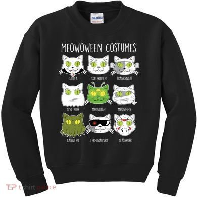 Meowoween Costumes Funny Cat Halloween Kids Sweatshirt