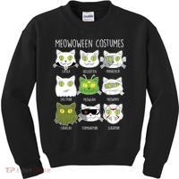 Meowoween Costumes Funny Cat Halloween Kids Sweatshirt thumb 0
