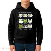 Meowoween Costumes Funny Cat Halloween Kids Hoodie thumb 4