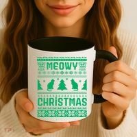 Meowy Cat Ugly Christmas Sweater Coffee Mug thumb 3