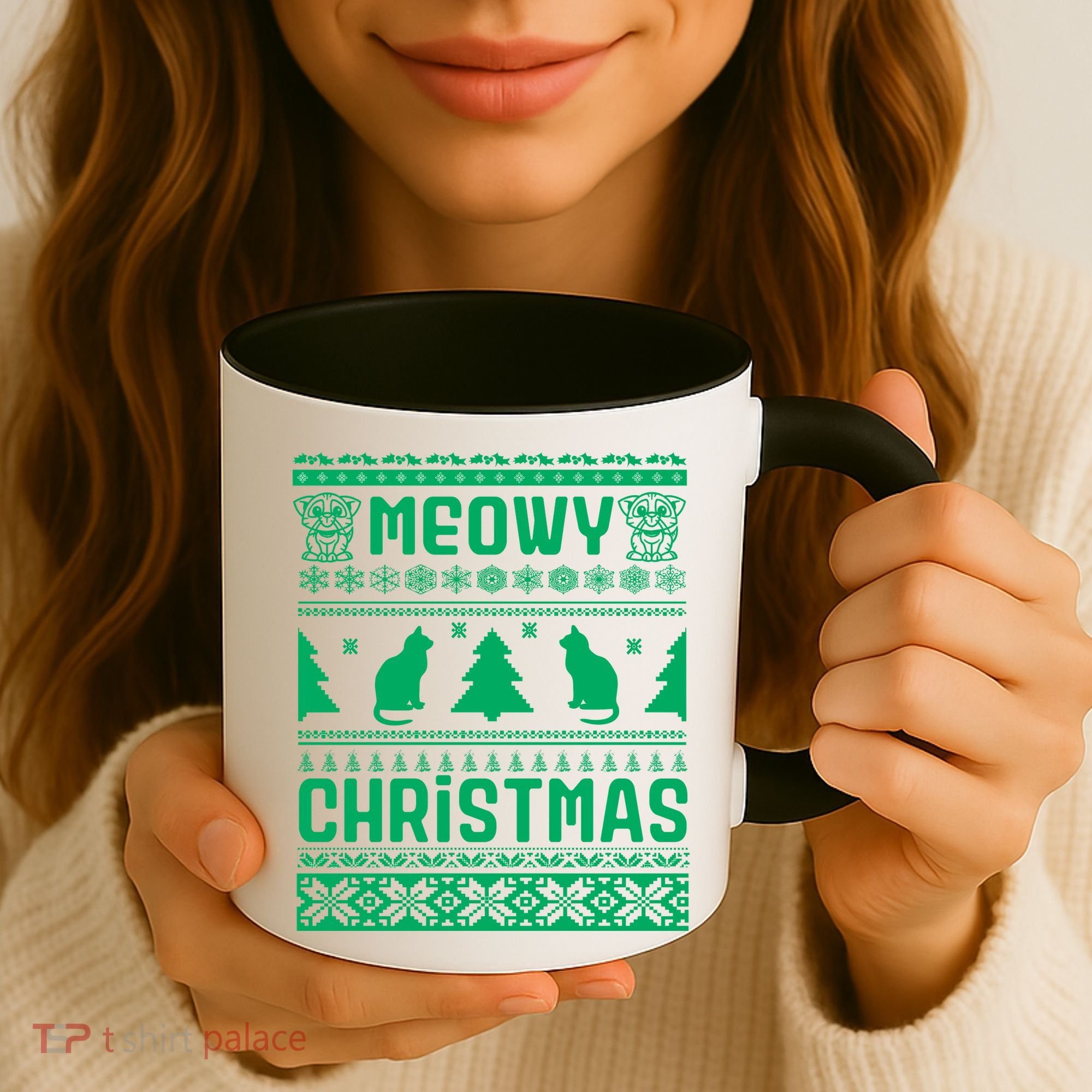 Meowy Cat Ugly Christmas Sweater Coffee Mug