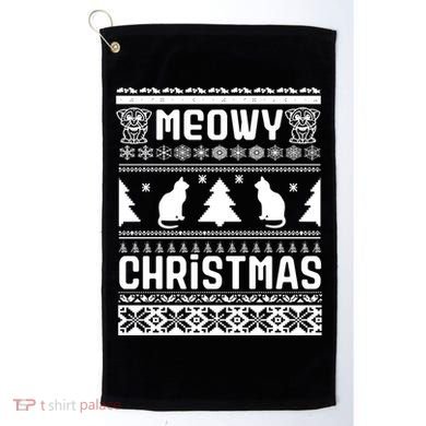 Meowy Cat Ugly Christmas Sweater Golf Towel