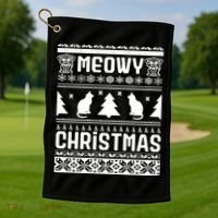 Meowy Cat Ugly Christmas Sweater Golf Towel thumb 1