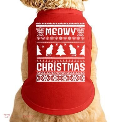 Meowy Cat Ugly Christmas Sweater Doggie Tank