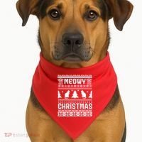 Meowy Cat Ugly Christmas Sweater USA-Made Doggie Bandana thumb 1