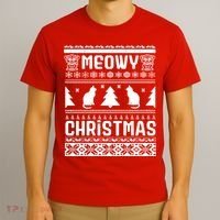 Meowy Cat Ugly Christmas Sweater T-Shirt thumb 3