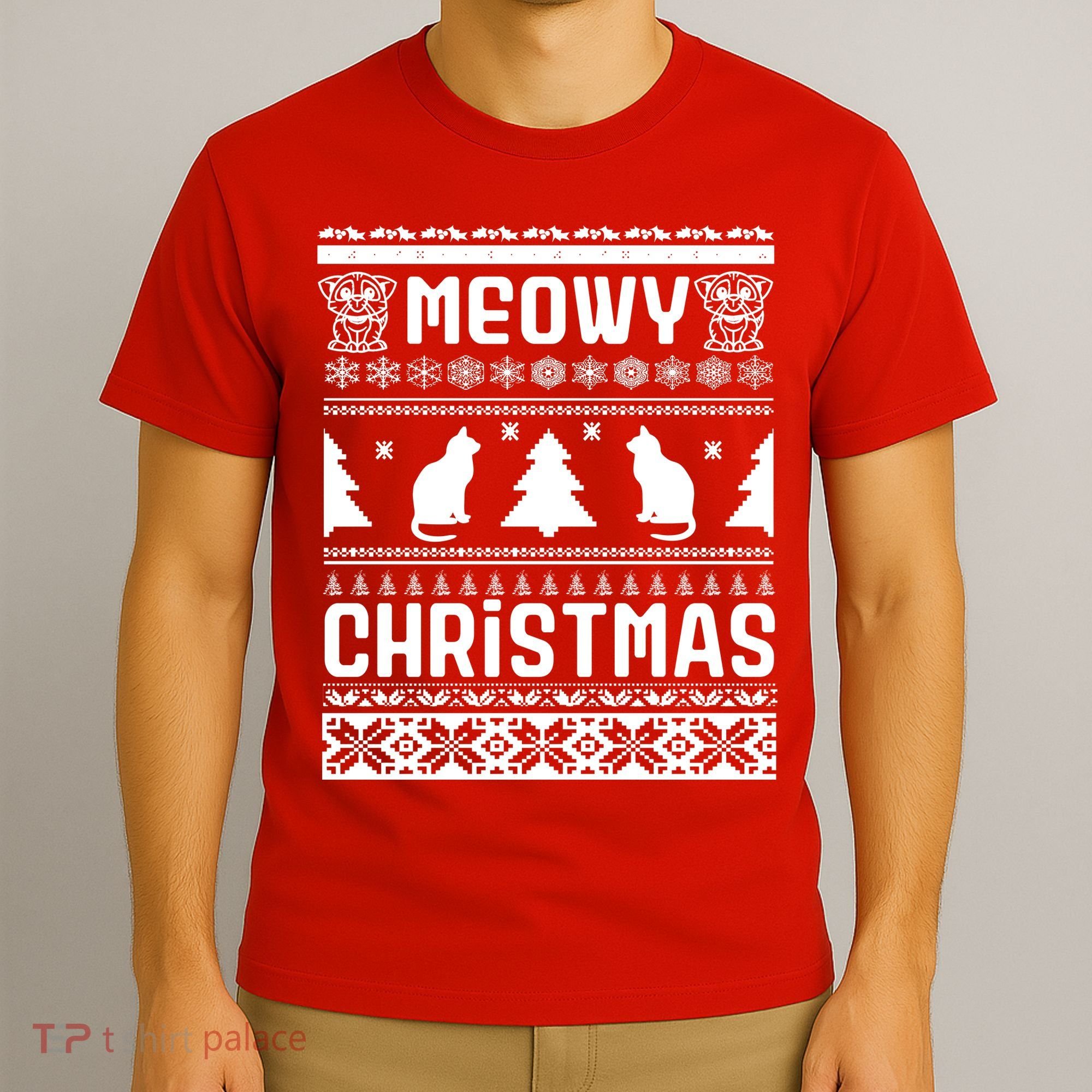 Meowy Cat Ugly Christmas Sweater T-Shirt