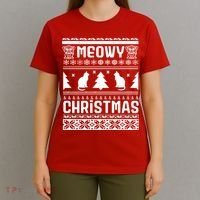 Meowy Cat Ugly Christmas Sweater T-Shirt thumb 4
