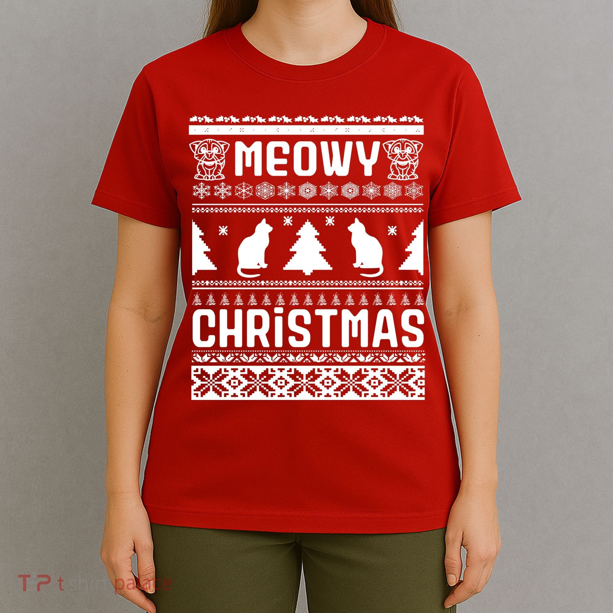 Meowy Cat Ugly Christmas Sweater T-Shirt
