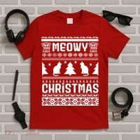 Meowy Cat Ugly Christmas Sweater T-Shirt thumb 5