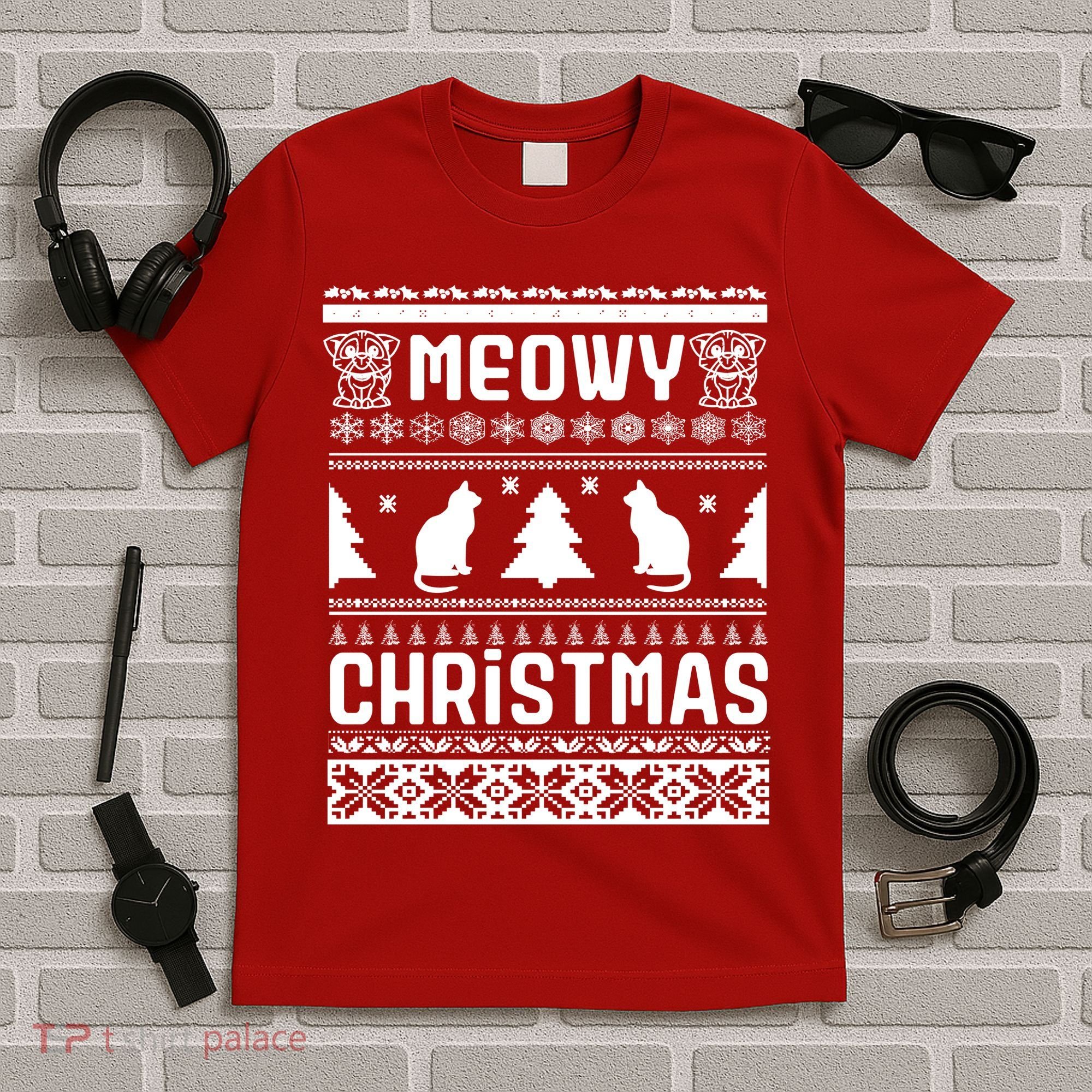 Meowy Cat Ugly Christmas Sweater T-Shirt