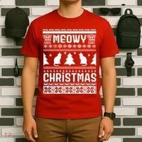 Meowy Cat Ugly Christmas Sweater T-Shirt thumb 6
