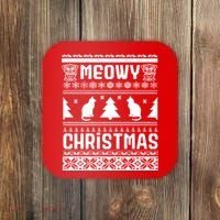 Meowy Cat Ugly Christmas Sweater Coaster thumb 0