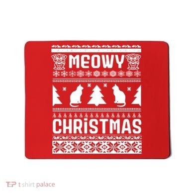 Meowy Cat Ugly Christmas Sweater Mousepad