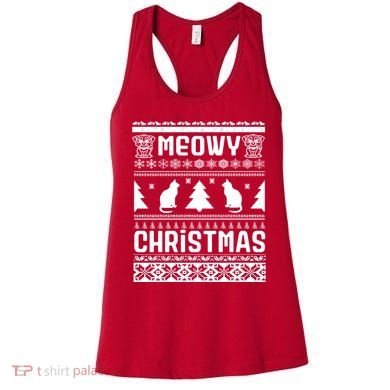 Meowy Cat Ugly Christmas Sweater Women's Tank Top