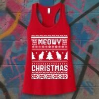 Meowy Cat Ugly Christmas Sweater Women's Tank Top thumb 3