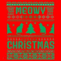 Meowy Cat Ugly Christmas Sweater Santa Hat thumb 1