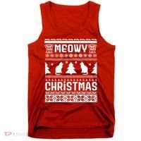 Meowy Cat Ugly Christmas Sweater Tank Top thumb 0
