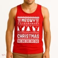 Meowy Cat Ugly Christmas Sweater Tank Top thumb 3