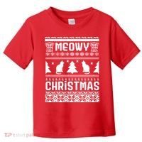 Meowy Cat Ugly Christmas Sweater Toddler T-Shirt thumb 0