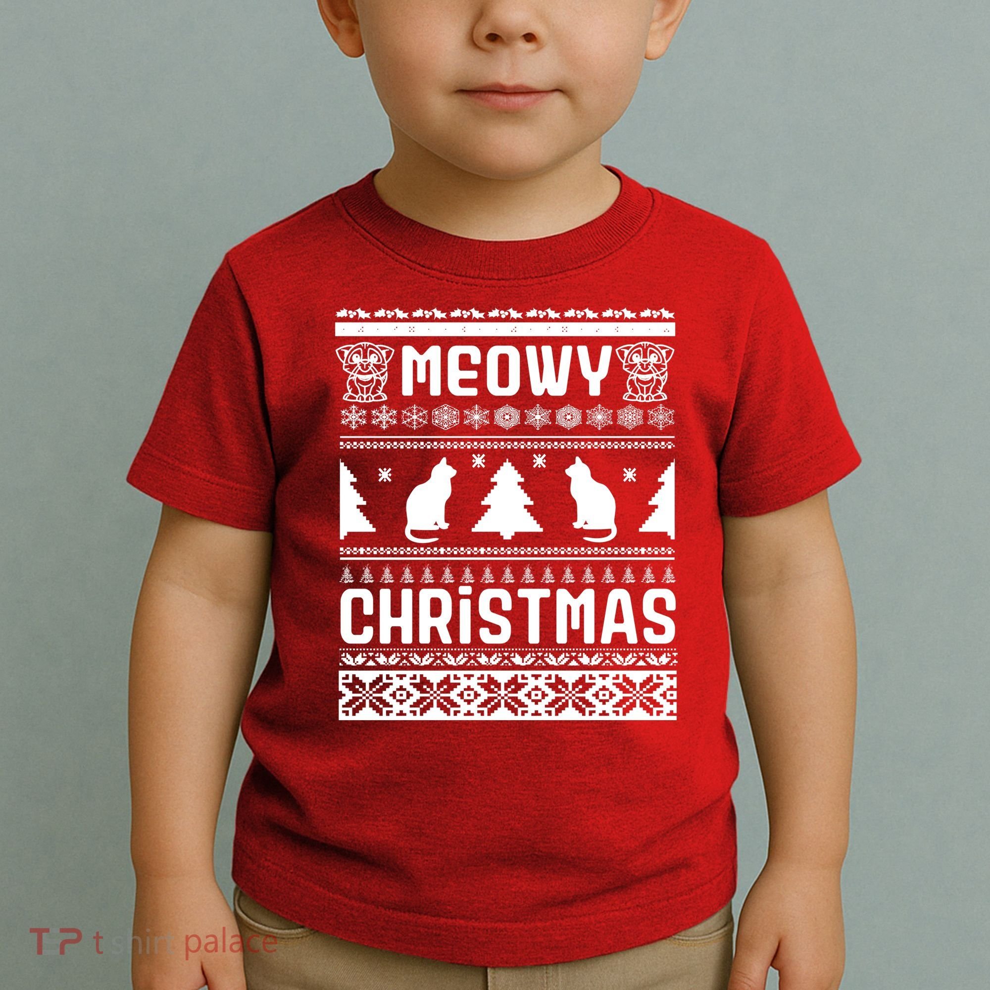 Meowy Cat Ugly Christmas Sweater Toddler T-Shirt