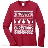 Meowy Cat Ugly Christmas Sweater Women's Long Sleeve Shirt thumb 0