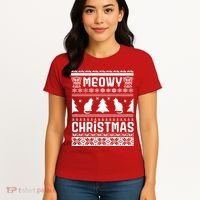 Meowy Cat Ugly Christmas Sweater Women's T-Shirt thumb 4