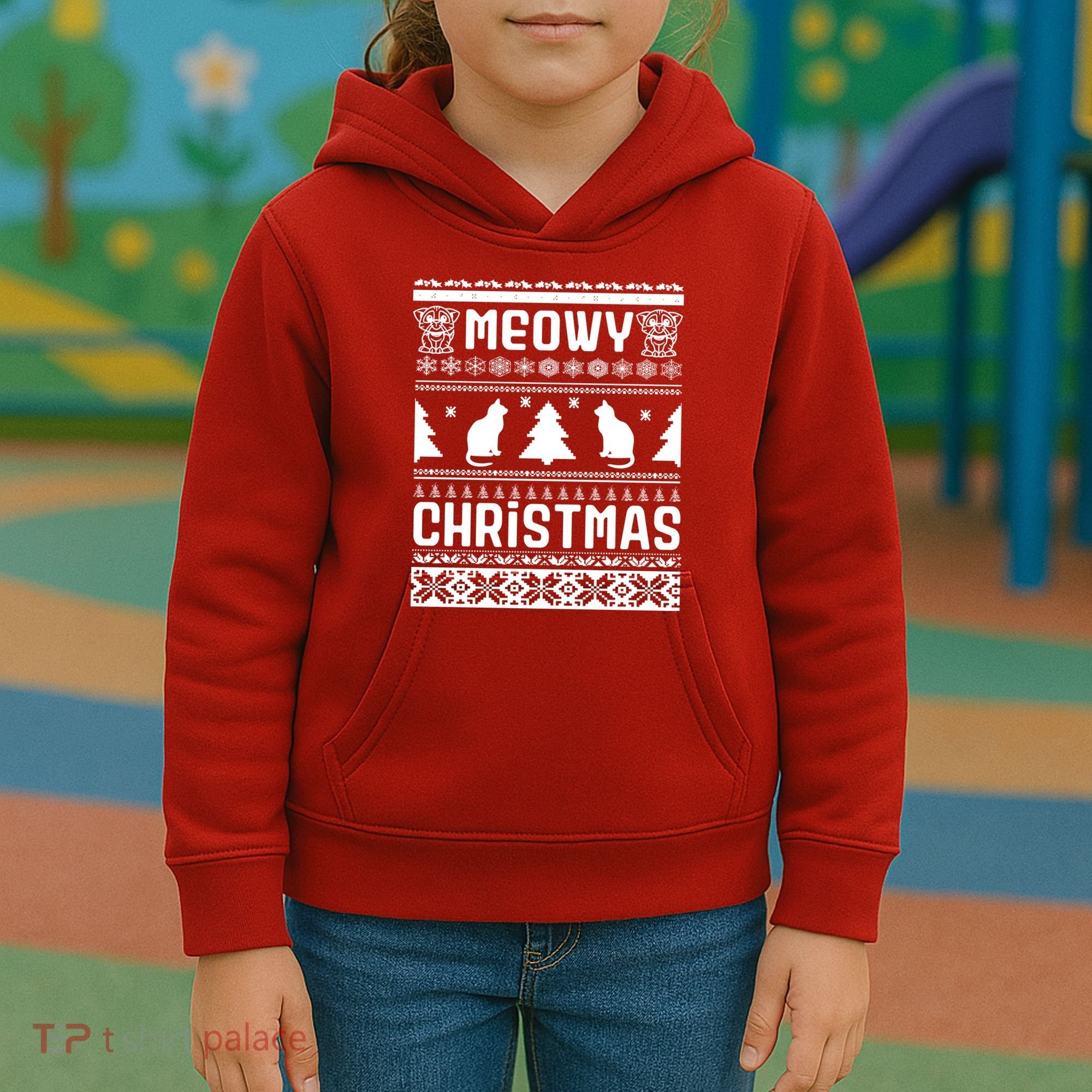 Meowy Cat Ugly Christmas Sweater Kids Hoodie