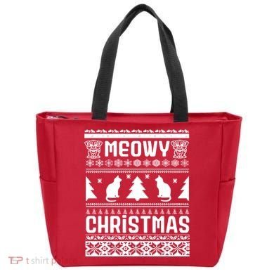 Meowy Cat Ugly Christmas Sweater Tote Bag