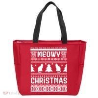 Meowy Cat Ugly Christmas Sweater Tote Bag thumb 0