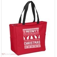 Meowy Cat Ugly Christmas Sweater Tote Bag thumb 2
