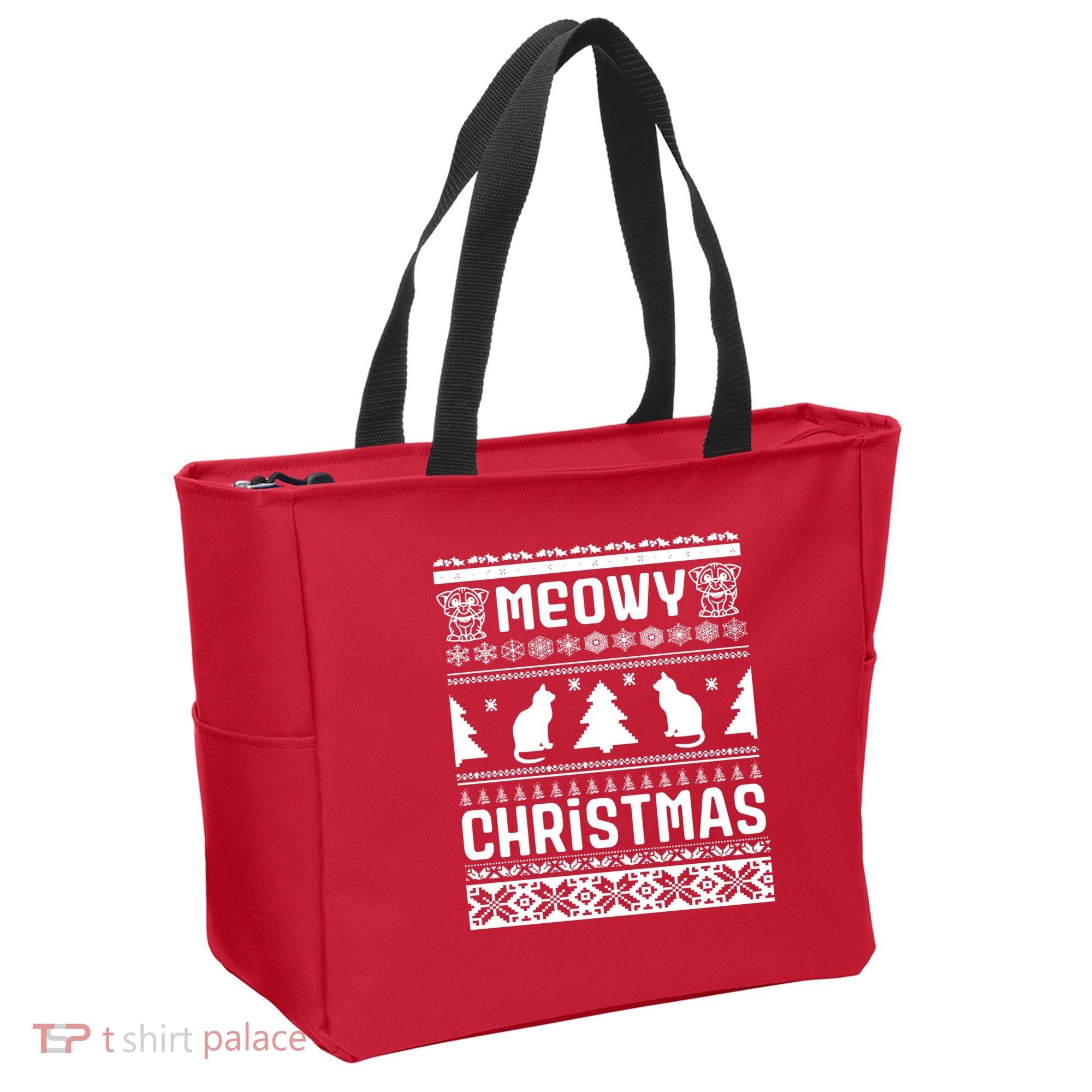 Meowy Cat Ugly Christmas Sweater Tote Bag