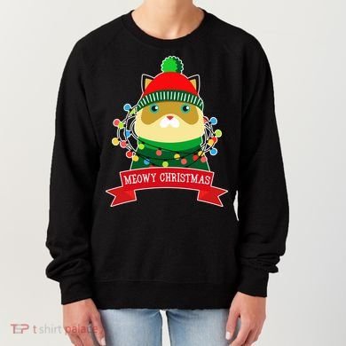 Meowy Christmas Cat Lights Women's Sweatshirt