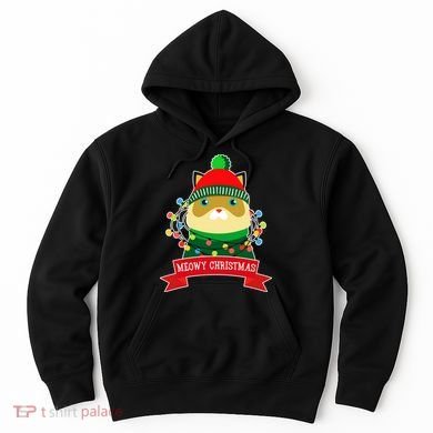 Meowy Christmas Cat Lights Hoodie