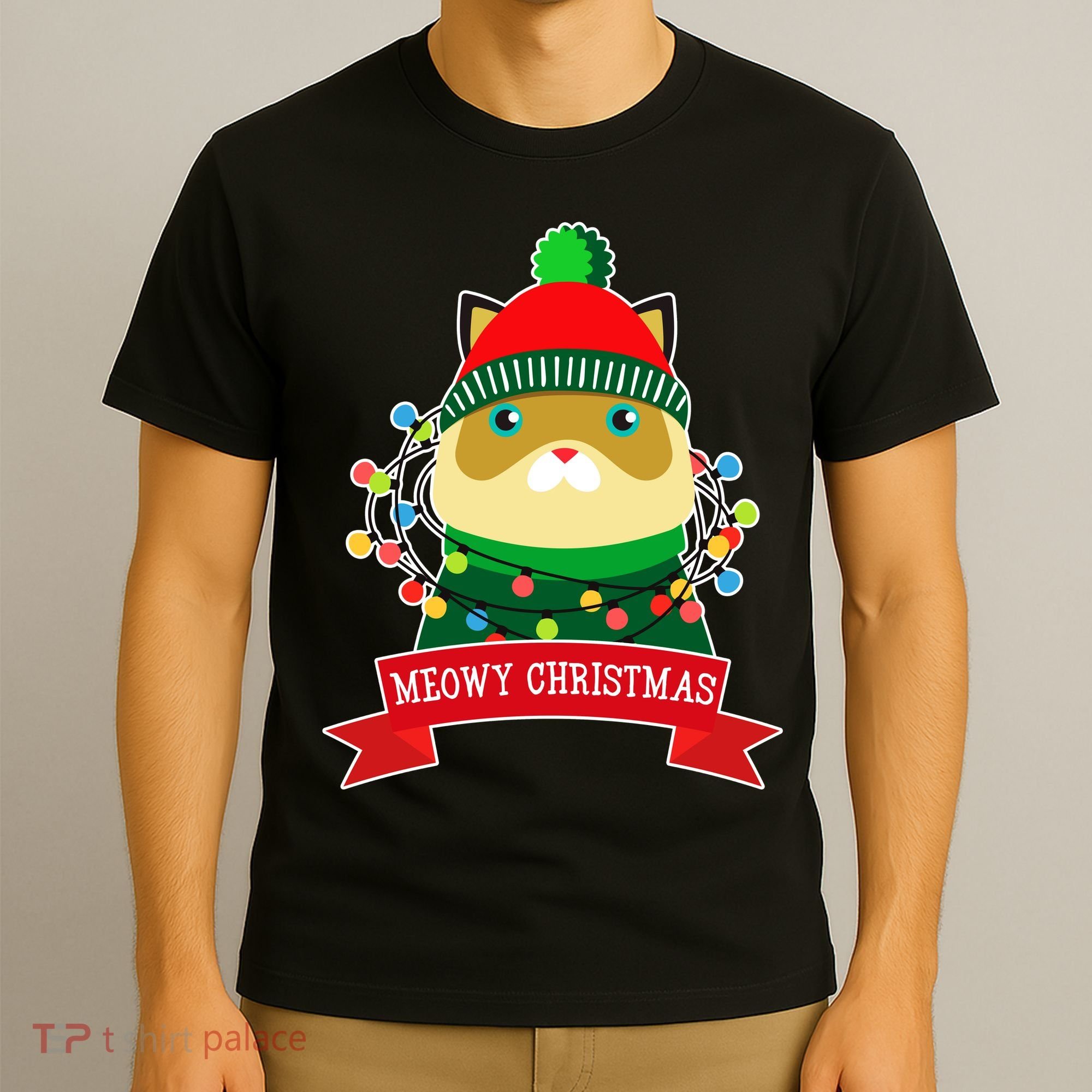 Meowy Christmas Cat Lights T-Shirt