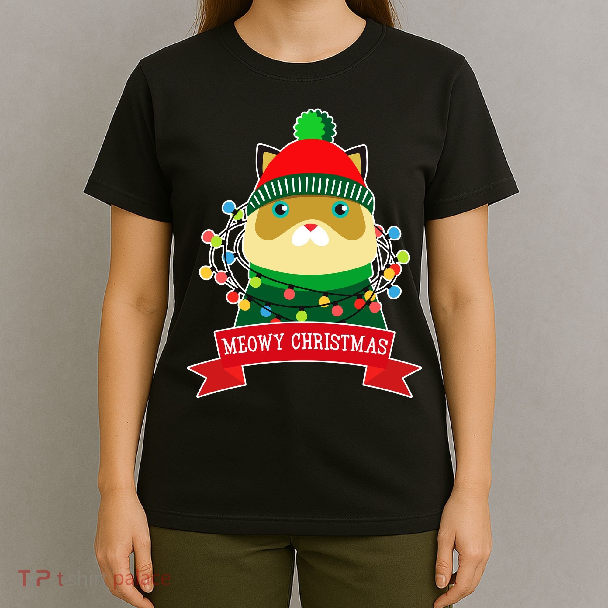 Meowy Christmas Cat Lights T-Shirt
