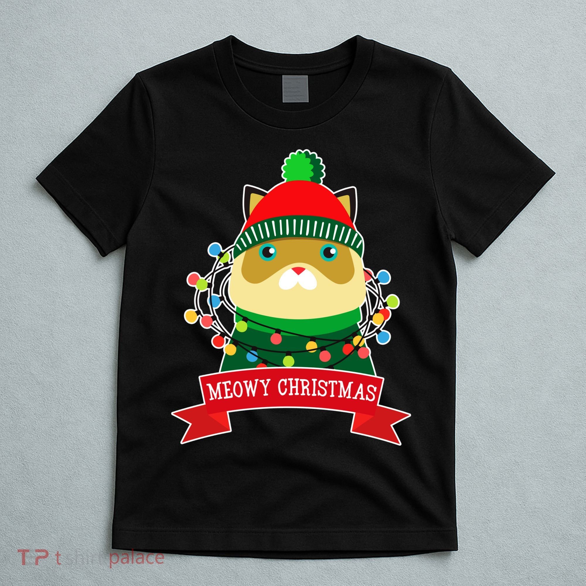 Meowy Christmas Cat Lights T-Shirt