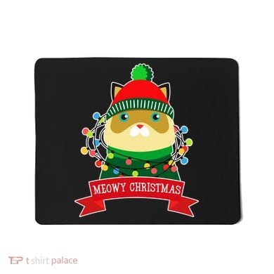 Meowy Christmas Cat Lights Mousepad
