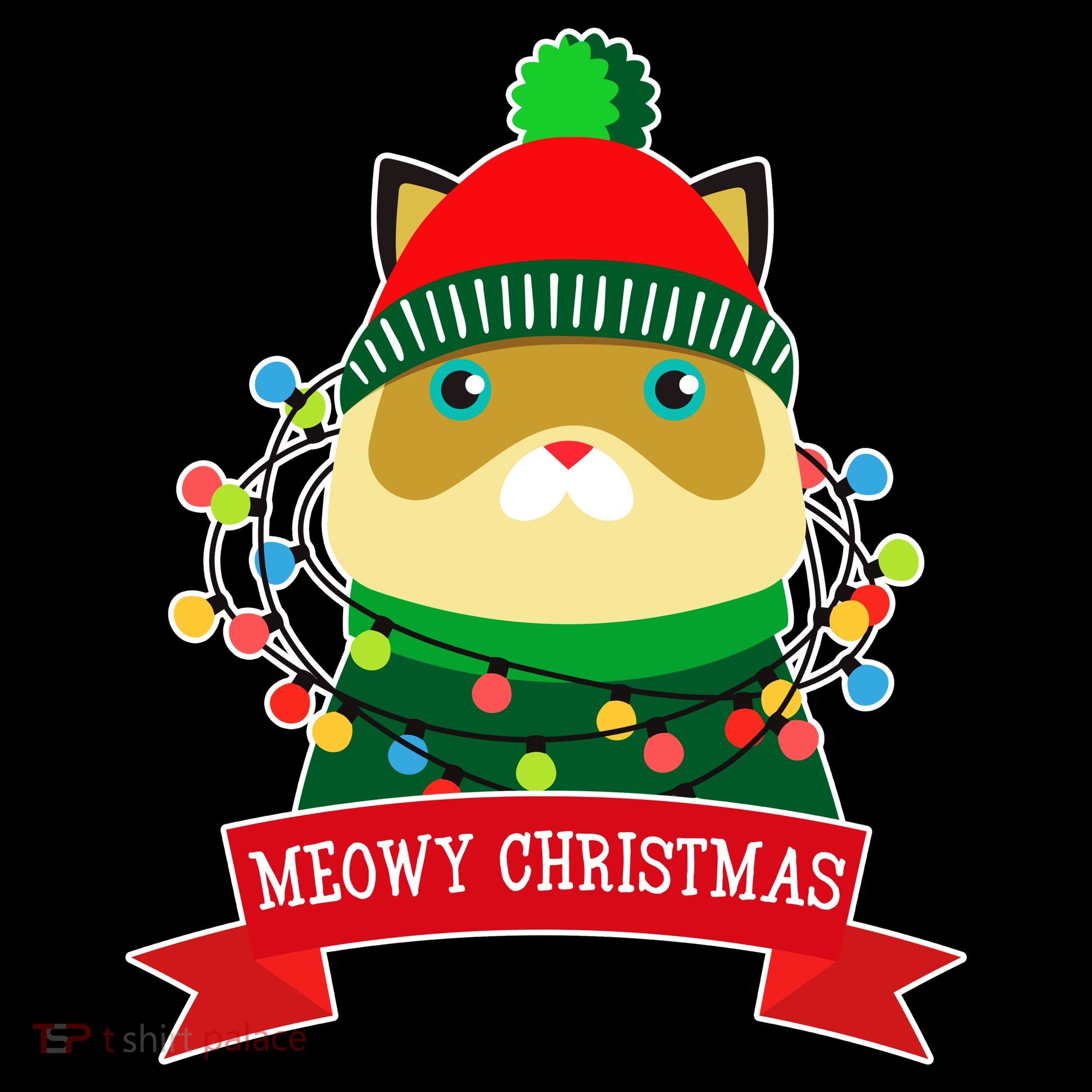 Meowy Christmas Cat Lights Mousepad