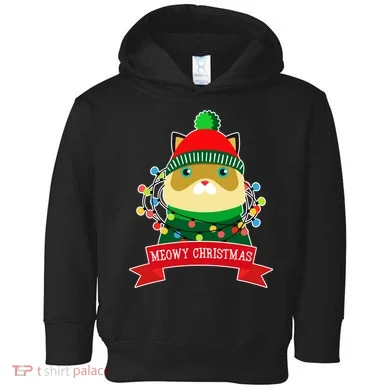 Meowy Christmas Cat Lights Toddler Hoodie
