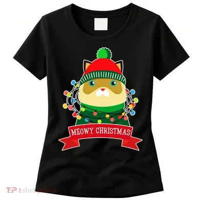 Meowy Christmas Cat Lights Women's T-Shirt