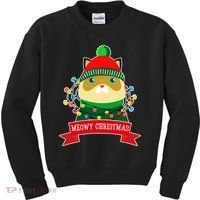 Meowy Christmas Cat Lights Kids Sweatshirt thumb 0