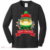 Meowy Christmas Cat Lights Kids Long Sleeve Shirt thumb 0