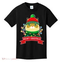 Meowy Christmas Cat Lights Kids T-Shirt thumb 0