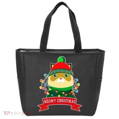 Meowy Christmas Cat Lights Tote Bag