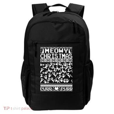 Meowy Christmas Cat Ugly Christmas Sweater Backpack